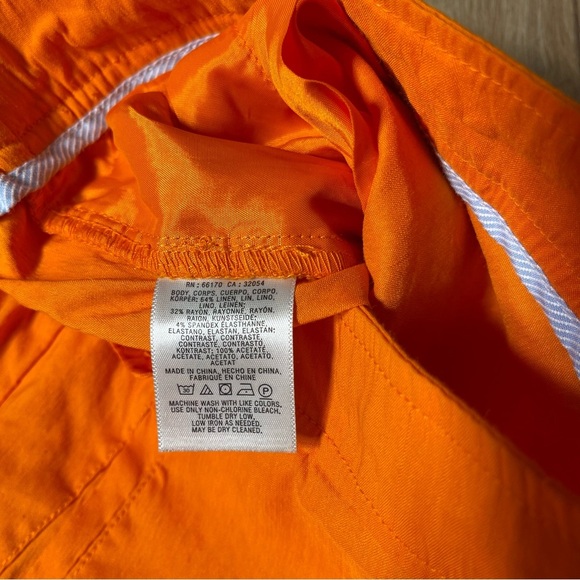 Anthropologie Cartonnier Orange Linen Blend Cropped Wide Leg Pants Size Medium - Picture 5 of 7